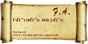 Fördős Adrián névjegykártya